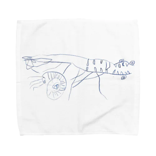 ぼくが描いたアンモナイトとダコサウルス Towel Handkerchief