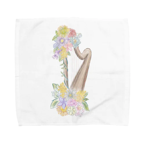 お花いっぱいハープ Towel Handkerchief