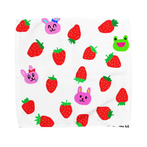 イチゴうさぎ ときどきカエル Towel Handkerchief