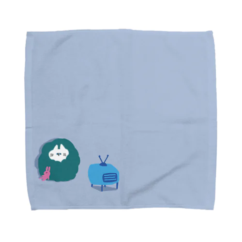 テレビをみるねこ　タオルハンカチ Towel Handkerchief