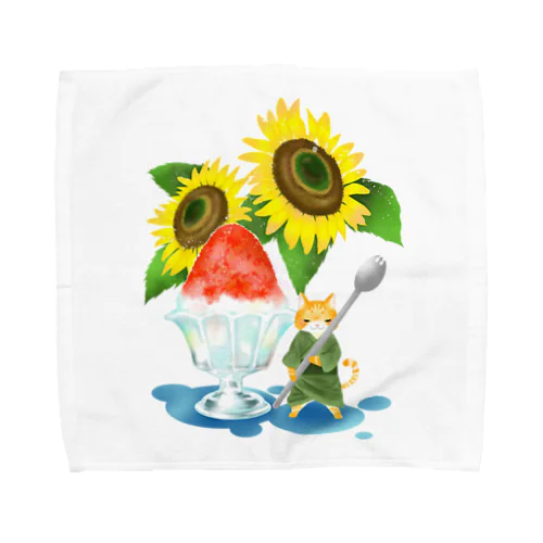 「かき氷食べようぜ！」ニャンコと美味しい時間シリーズ Towel Handkerchief