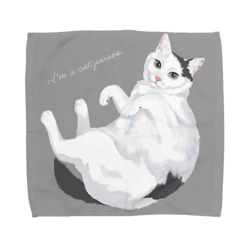 白黒ブチ猫 タオルハンカチ