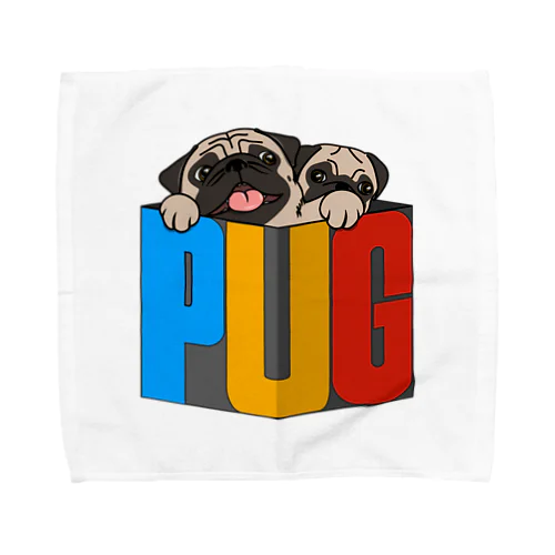 PUG-パグ-ぱぐ　道具箱ならぬパーグ箱から出たい親子パグ グッズ タオルハンカチ