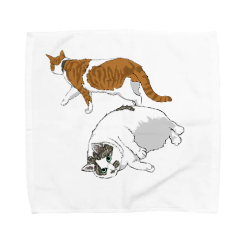 アザラシ(猫)と(白茶)トラ(猫) Towel Handkerchief