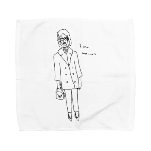 I am woman レトロガール Towel Handkerchief