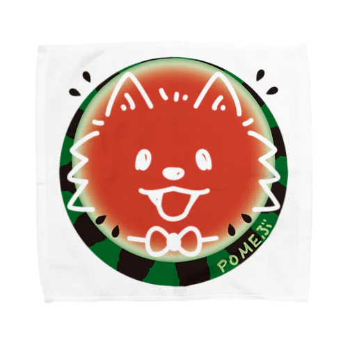  POMEぶ Dスイカとポメラニアン Towel Handkerchief