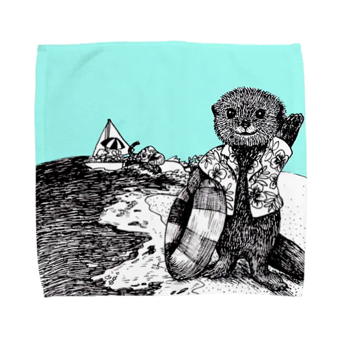 ラッコの海遊び Towel Handkerchief