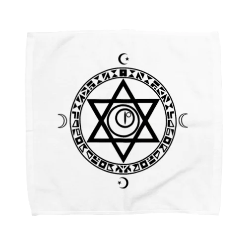 魔法陣×六芒星×猫目玉 BLACK Towel Handkerchief