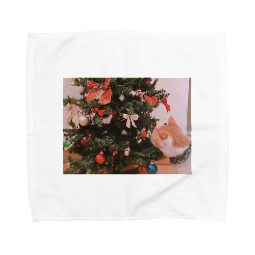 クリスマスツリーとうちの猫 タオルハンカチ