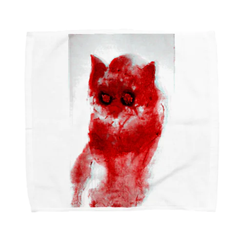 ねこ 赤 水彩画 Towel Handkerchief