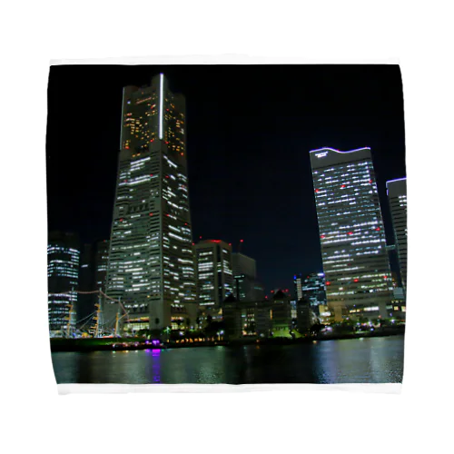 横浜みなとみらいの夜景 - Yokohama Minato-Mirai (Night view) - Towel Handkerchief