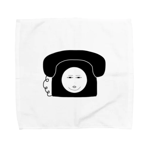 顔つき黒電話 Towel Handkerchief