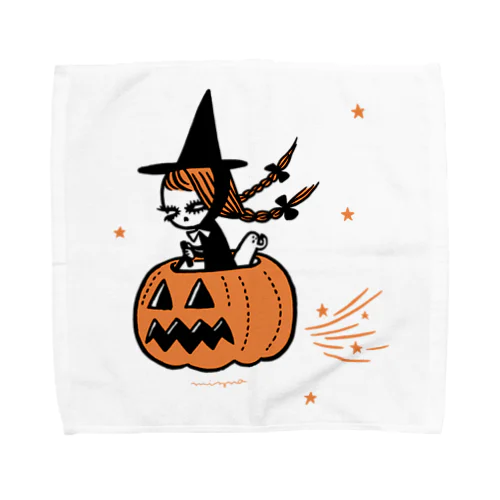 The Pumpkin Riding Witch Towel Handkerchief