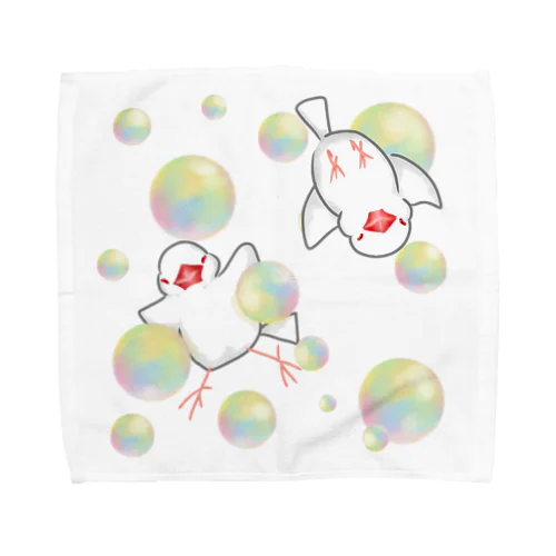 シャボン玉と文鳥ず Towel Handkerchief