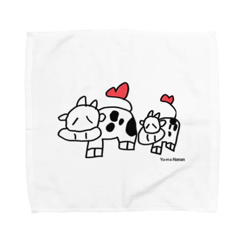 ウシの親子タオル Towel Handkerchief