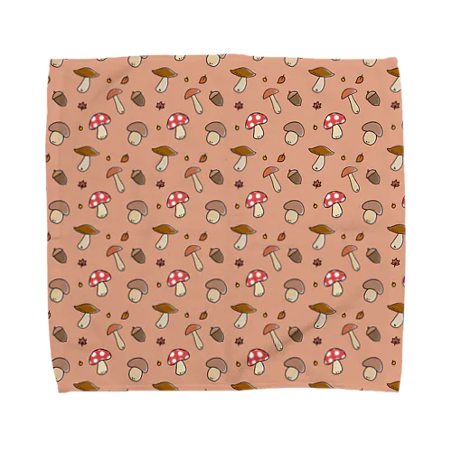 きのこ模様（ピンク） Towel Handkerchief
