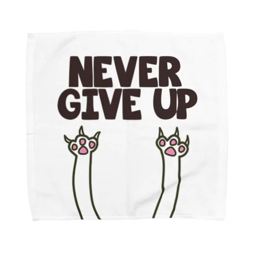 NEVER GIVE UPねこ タオルハンカチ