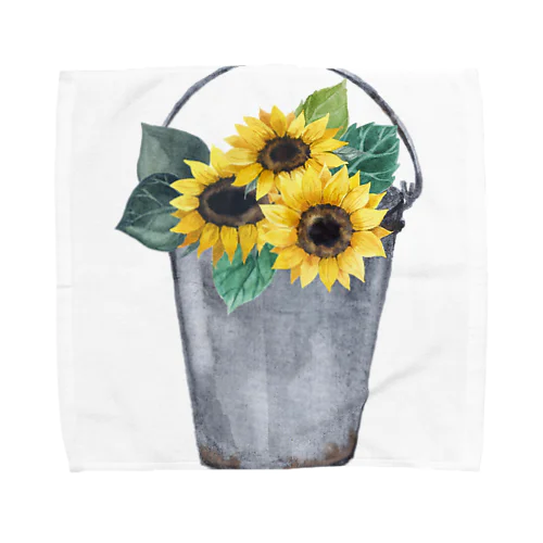 Watering bucket and sunflowers  じょうろ と ひまわり Towel Handkerchief