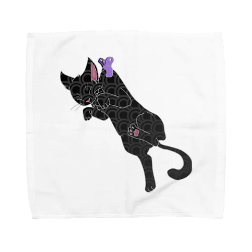 和柄猫 黒猫 Towel Handkerchief