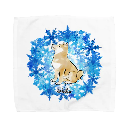 冬のリース　雪の結晶　柴犬 Towel Handkerchief
