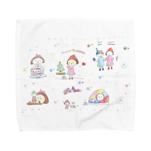 クランベリーとからすどりのクリスマス Towel Handkerchief