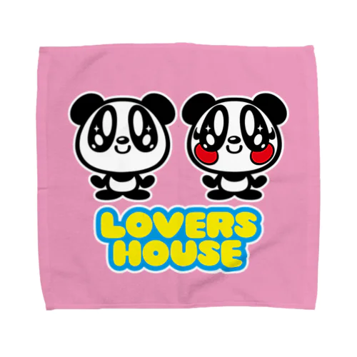 LOVERS HOUSE ロゴ　ピンク タオルハンカチ