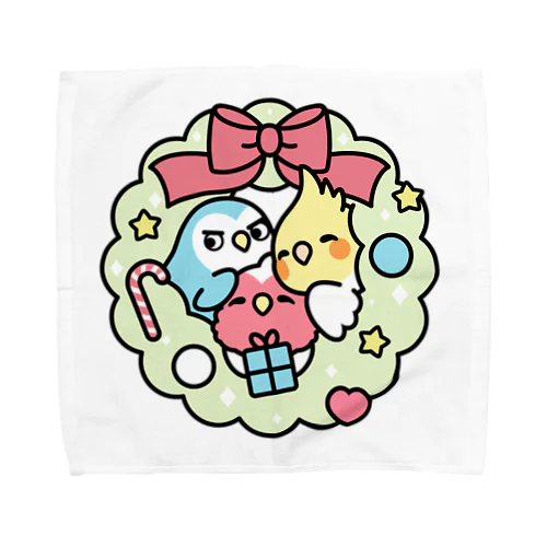 クリスマスリース コザクラインコ、オカメインコ Chubby Bird Towel Handkerchief