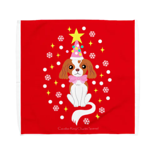 キャバリアクリスマス（赤） Towel Handkerchief