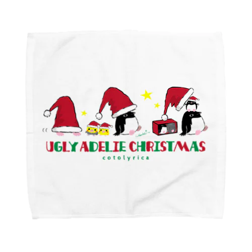 UGLY ADELIE CHIRISTMAS 0586 アデリーペンギン サンタ帽子 横並び Towel Handkerchief