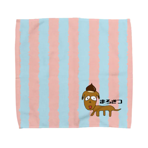 むらさめ１号ハンドタオル　ピンク×ブルーストライプ Towel Handkerchief