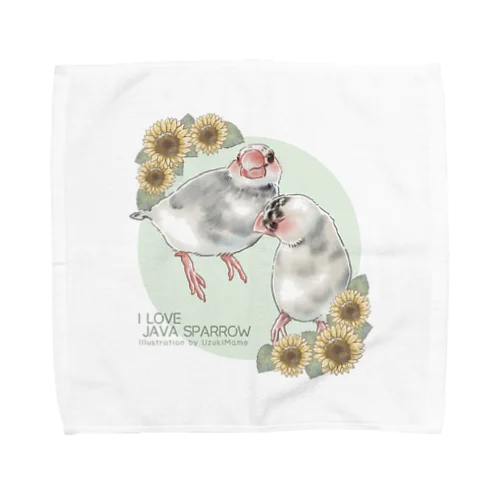 【No.1】I LOVE JAVA SPARROW（ごま塩柄） Towel Handkerchief