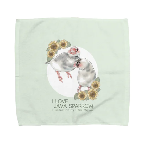 【No.1】I LOVE JAVA SPARROW（ごま塩柄） Towel Handkerchief