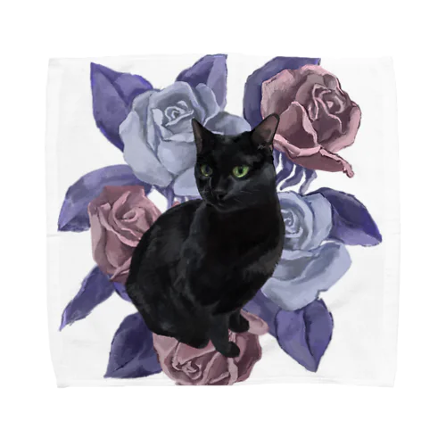 薔薇と黒猫 Towel Handkerchief