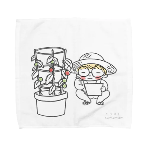 まなびくんの夏休み「トマト栽培（白）」 Towel Handkerchief