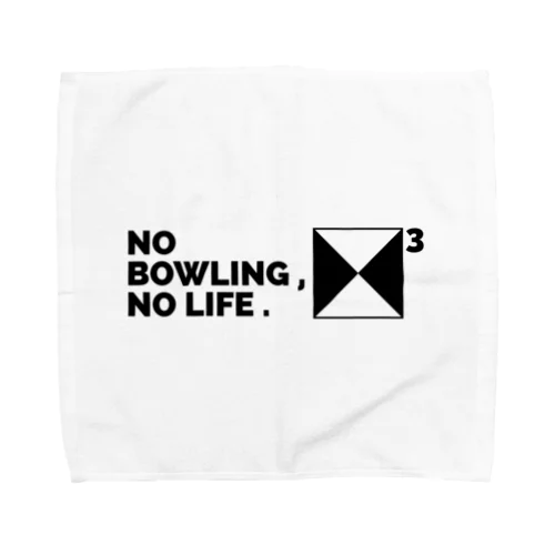 NO BOWLING , NO LIFE .　ブラック タオルハンカチ