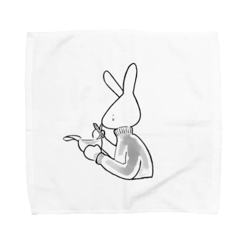 うまいうどんをすするうさぎ Towel Handkerchief