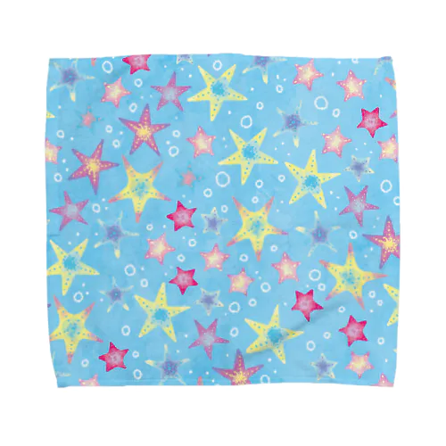 ヒトデぎっしり柄(blue) Towel Handkerchief