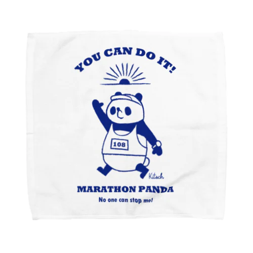 マラソンパンダ【YOU CAN DO IT!】ブルー タオルハンカチ