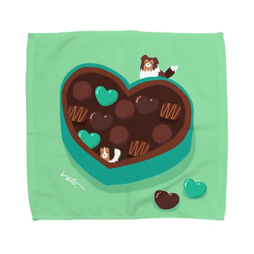シェルティ×チョコ(ミントカラー) Towel Handkerchief