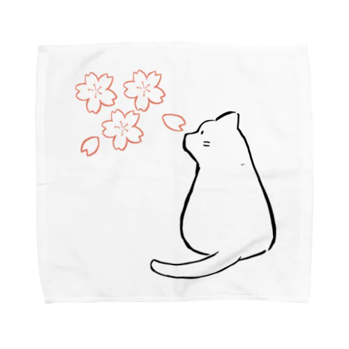 桜と猫 Towel Handkerchief