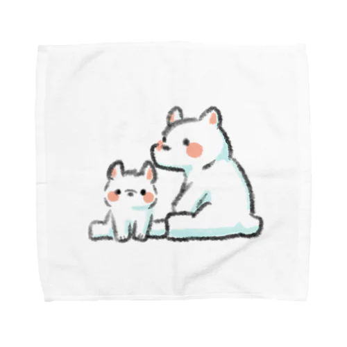 ふわふわシロクマ親子 Towel Handkerchief