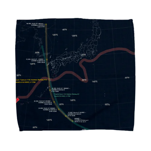 2022台風Typhoon進路図くんシリーズパイロット Towel Handkerchief