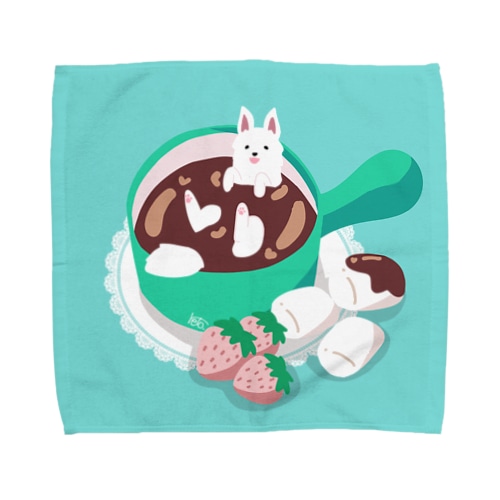 ホワイトシェパード×チョコ(ミントカラー) Towel Handkerchief