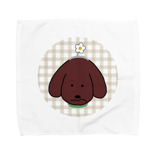 茶色ダックスとカチューシャ(チェック) Towel Handkerchief