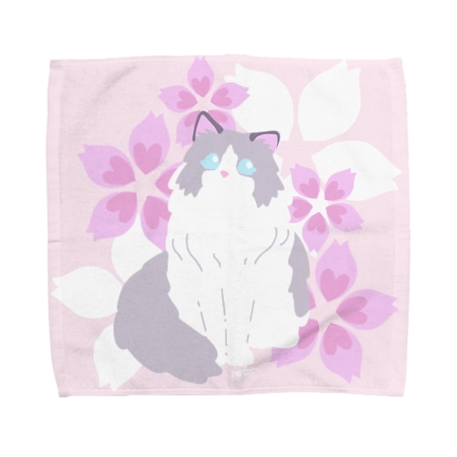 ラグドール×桜 Towel Handkerchief