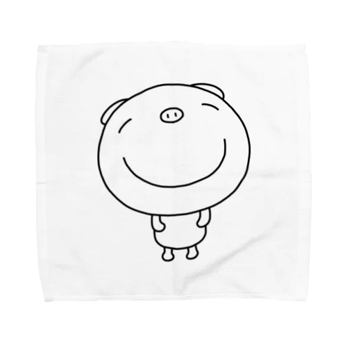 なかいさんちのぶた(ありがとう)黒 Towel Handkerchief