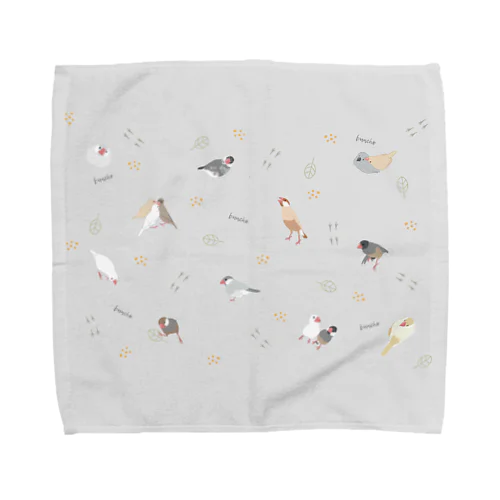 文鳥達グレー Towel Handkerchief