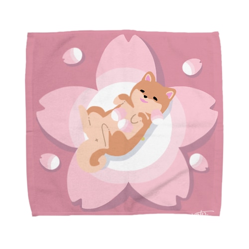 柴犬×桜 Towel Handkerchief