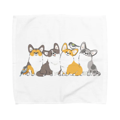 コーギーとカラたち Towel Handkerchief