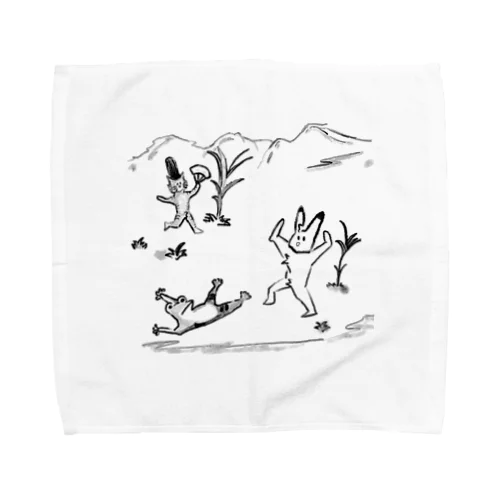 ポップな鳥獣戯画 Towel Handkerchief